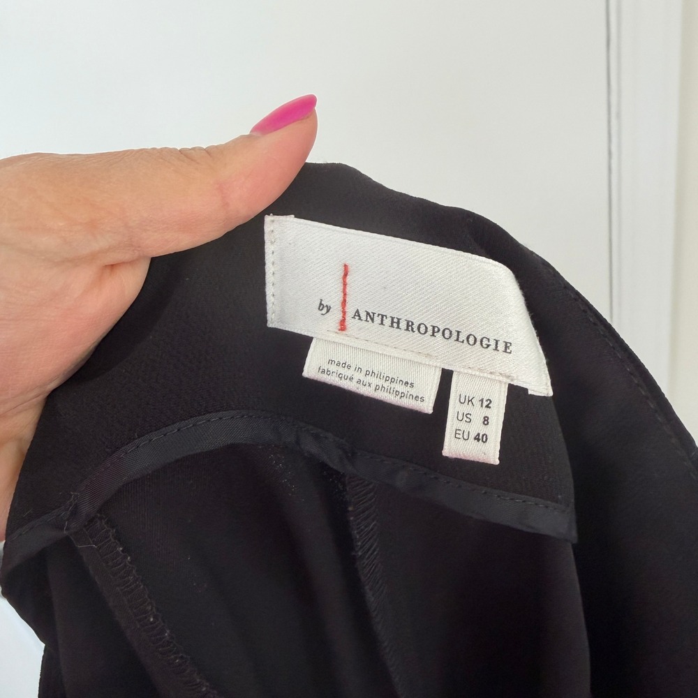 Anthropologie Zinnia Flare Trousers Black Tulip Hem Pants Size 8 - Picture 6 of 10